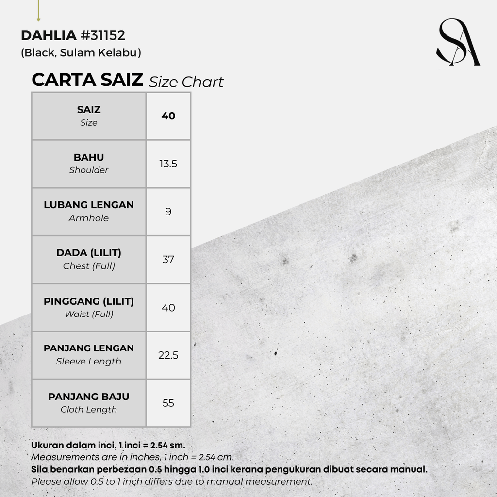 31152 - 01 Sulam Kelabu - 4 Size