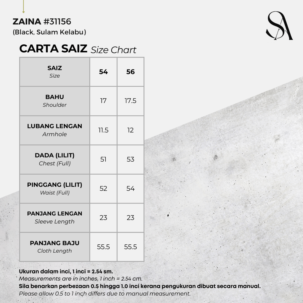 31156 - 01 Sulam Kelabu - 4 Size