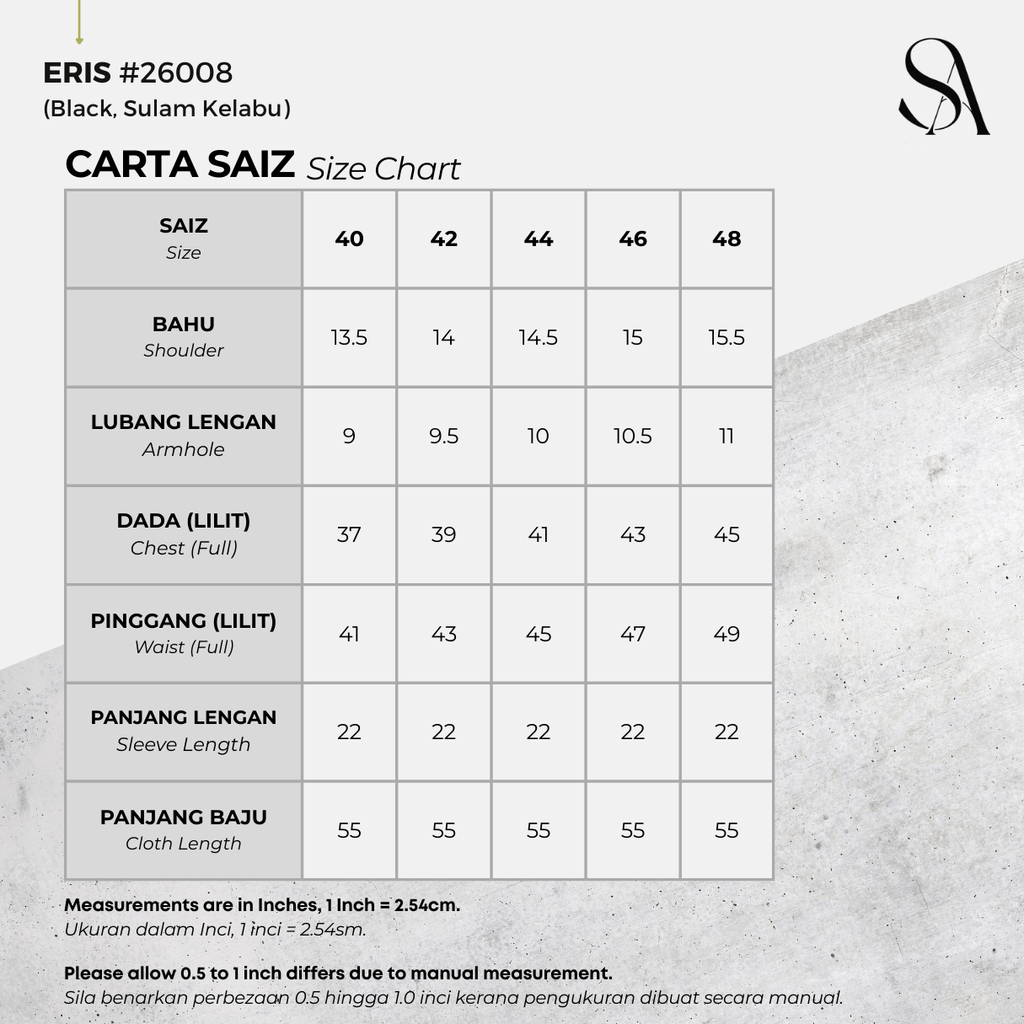 26008 - 01 Sulam Kelabu - 4 Size