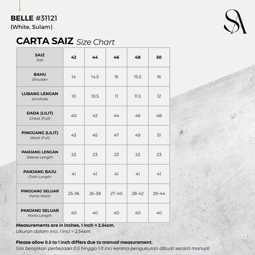 31121 - 01 White - 4 Size