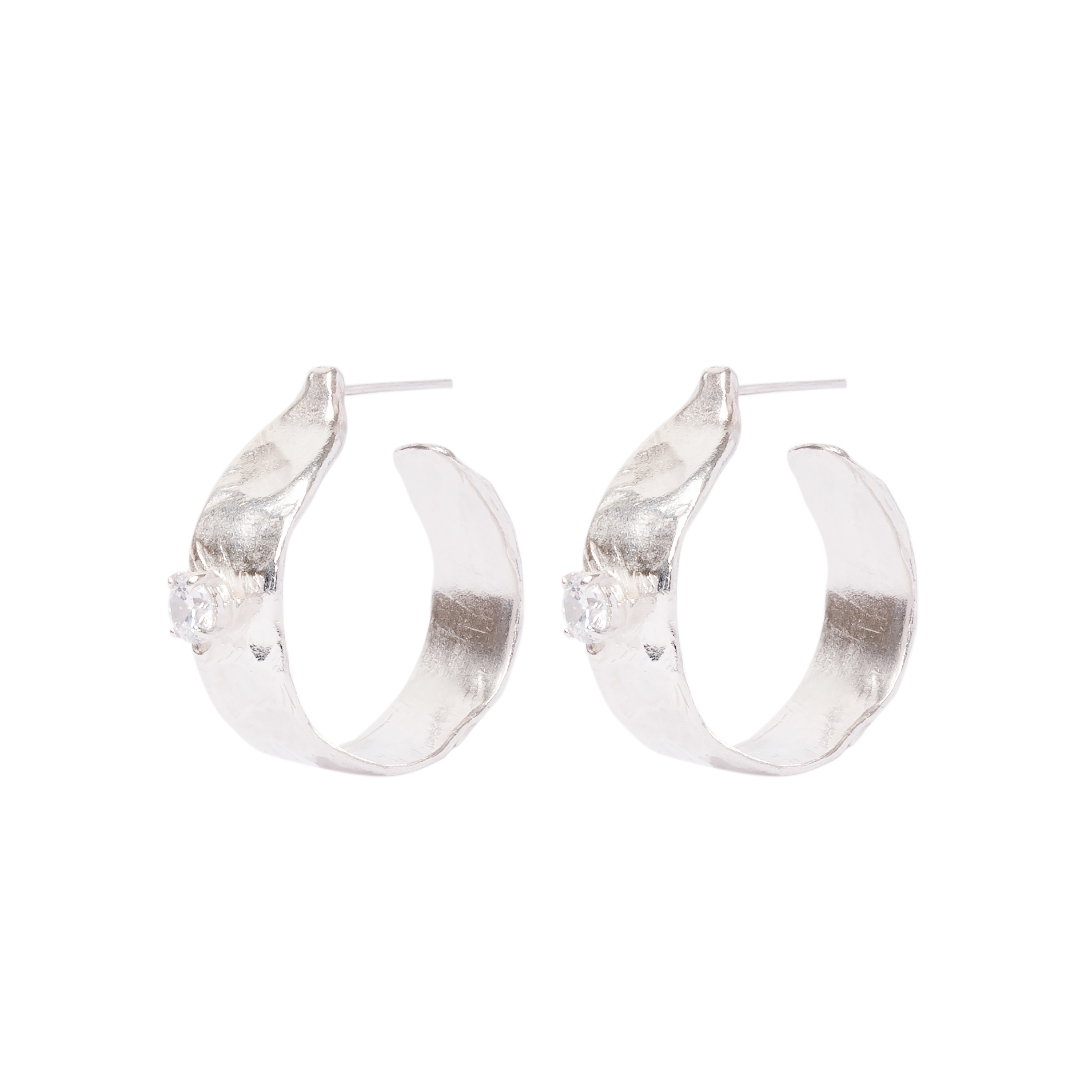 Large Hoop Earrings with Single Stone
