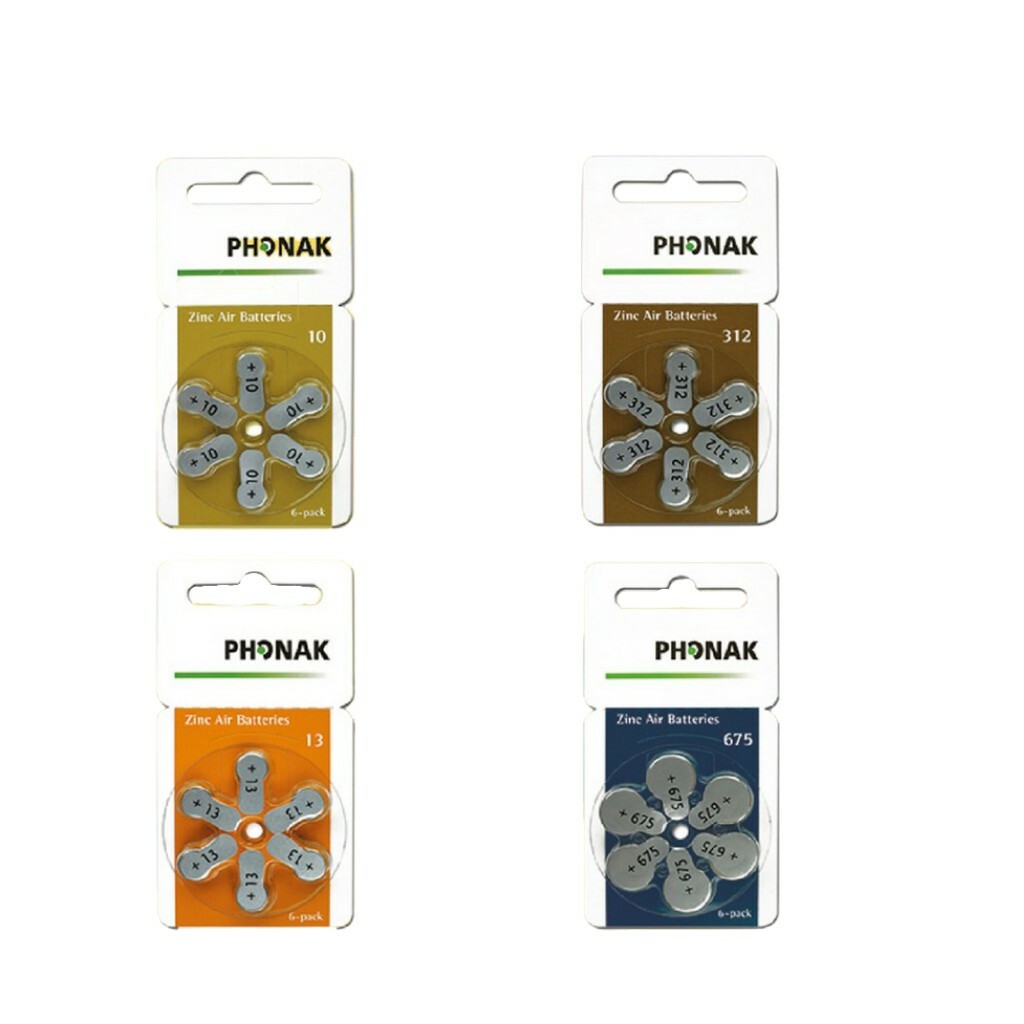 PHONAK Hearing Aid Batteries (Size 10, 312, 13 and 675) – Global Hearing  Care Centre
