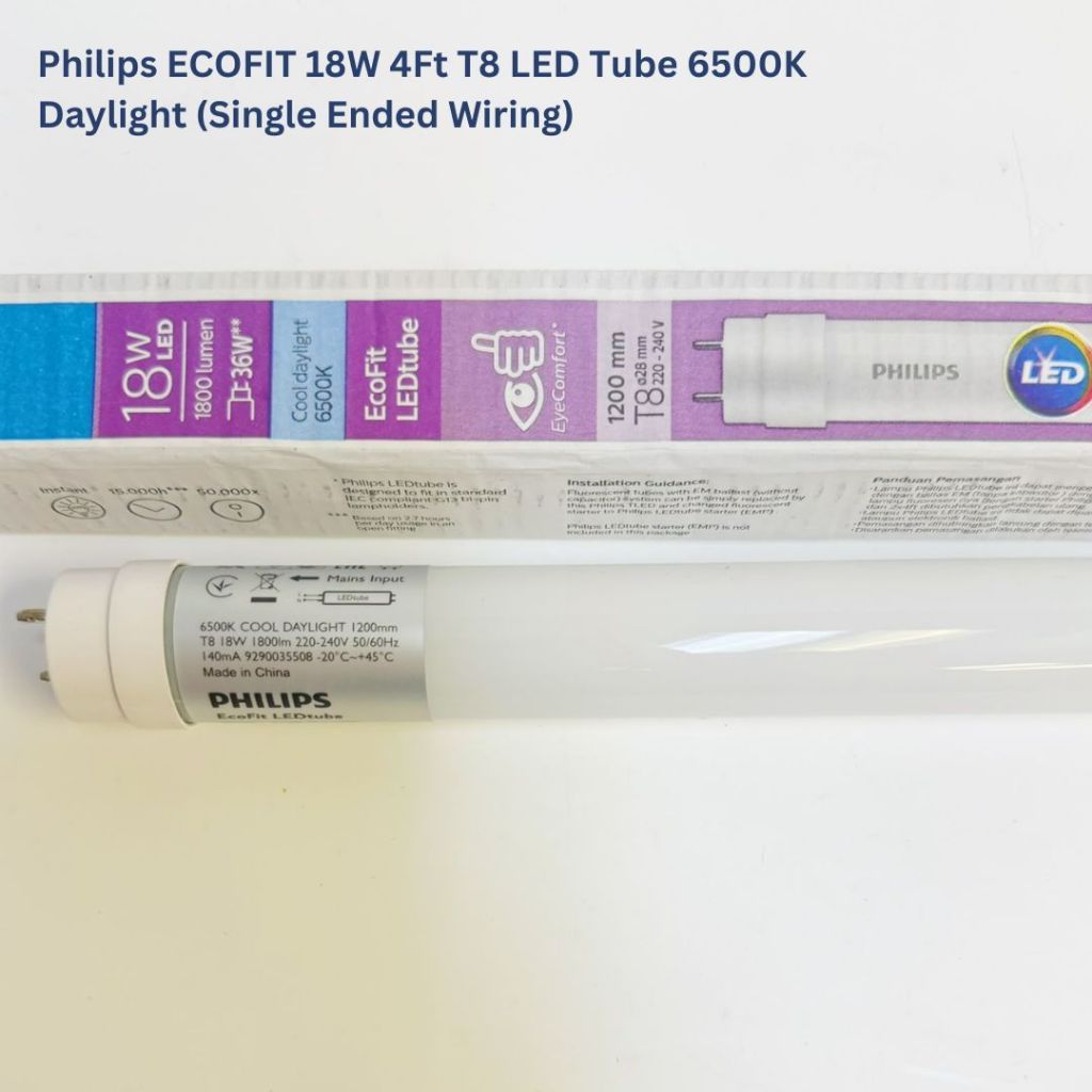 Philips ECOFIT 4Ft 18W T8 LED Tube 6500K Daylight  (1)