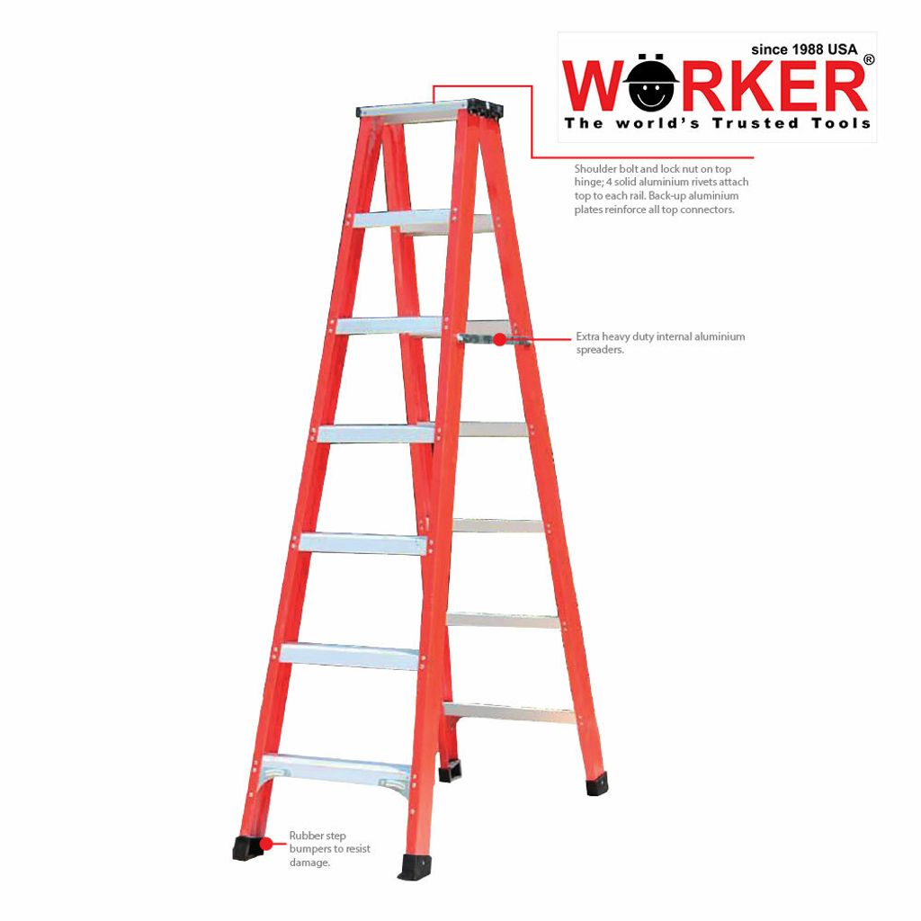 WORKER Fiberglass Twin Ladder 3