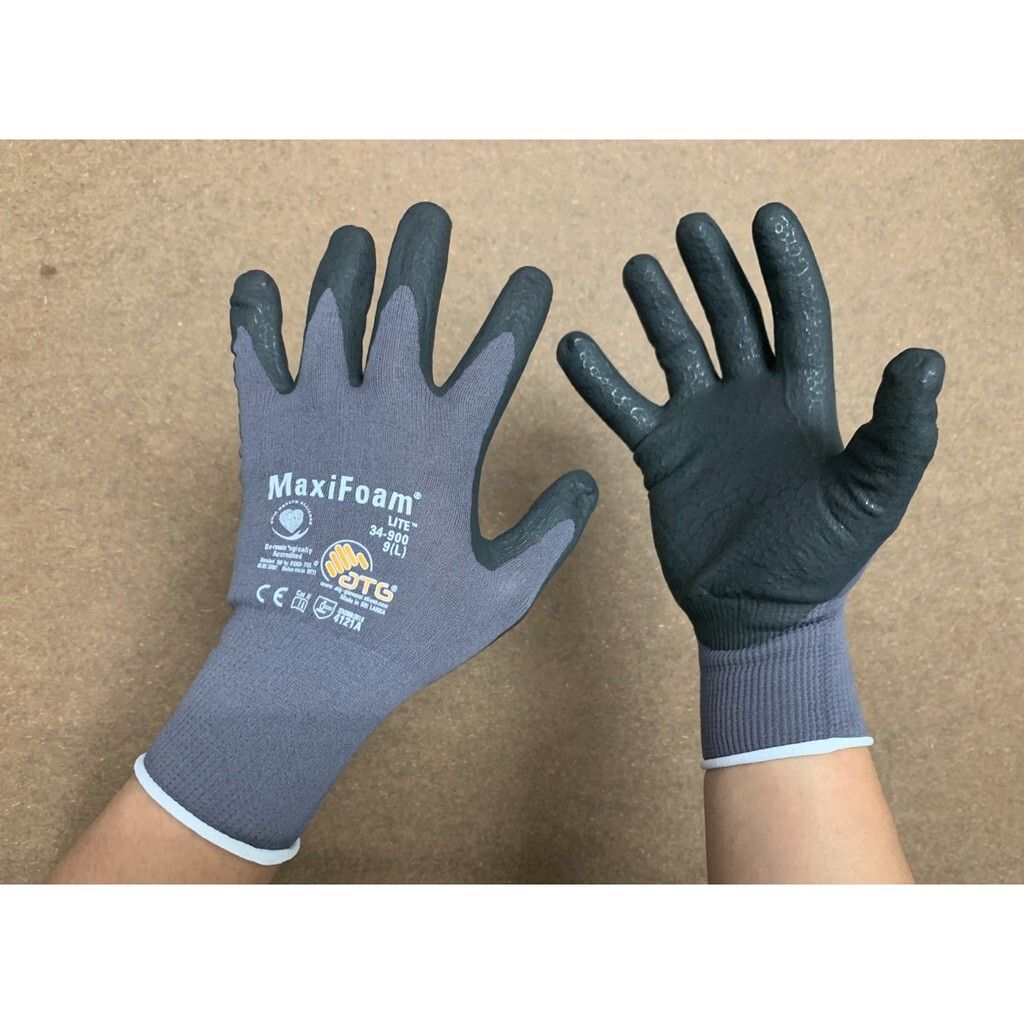 ATG 34-900 MAXIFOAM Grey Palm Coated Knitwrist Safety Glove