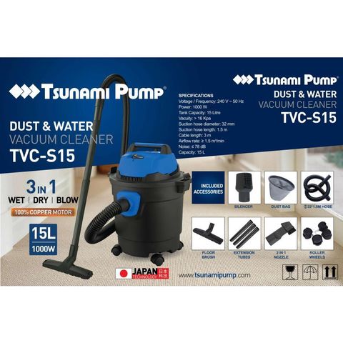 TSUNAMI Pump 3IN1 Industrial Dust & Water Vacuum detail