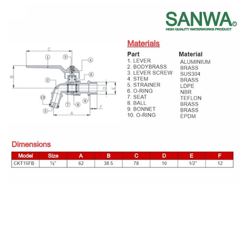 SANWA Ball Tap Water tap ss304