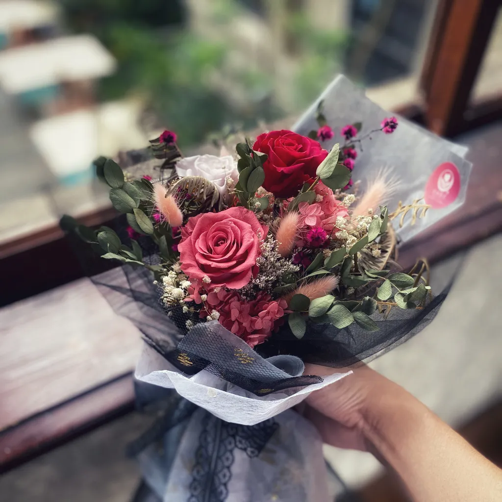 紅寶石巧克力永生花束 原創作品 自由花式花藝工作室free Style Floral