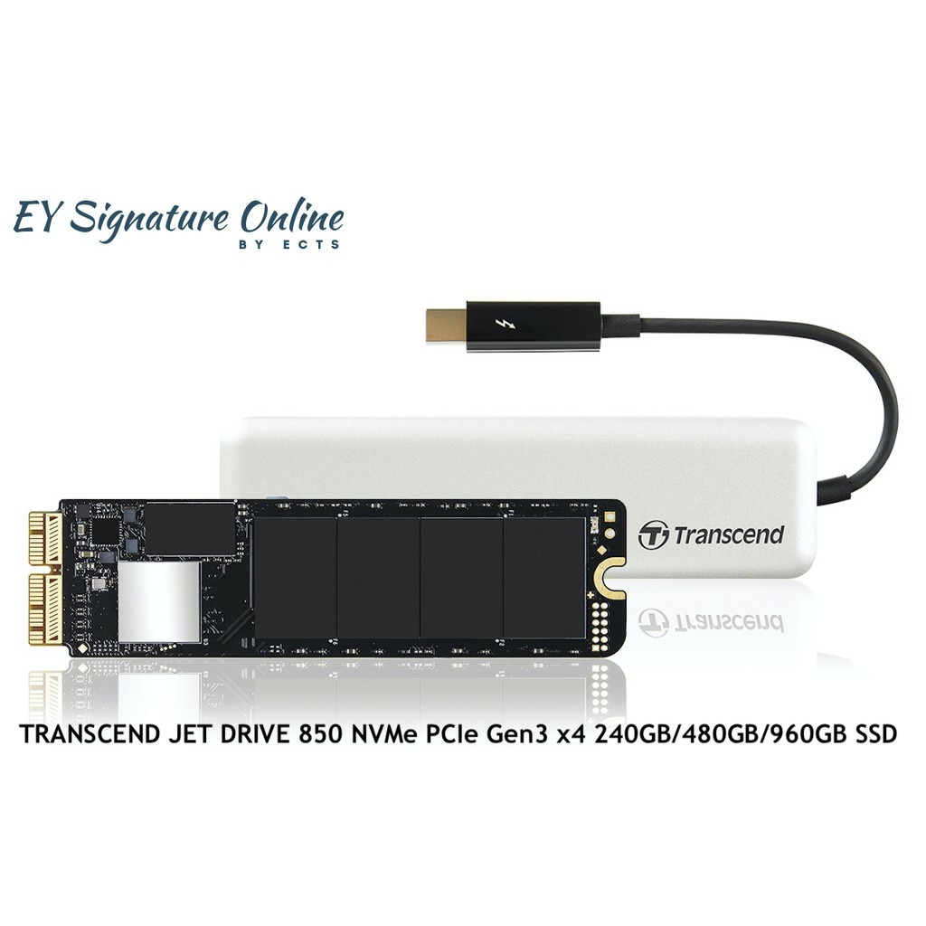 TRANSCEND JET DRIVE 850 NVMe PCIe Gen3 x4 240GB/480GB/960GB SSD FOR MACBOOK  – EY Signature Online by ECTS