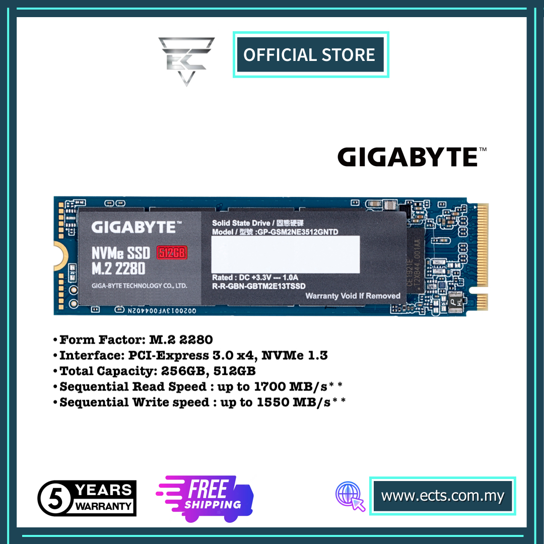 GIGABYTE NVMe SSD 256GB/512GB (GP-GSM2NE3512GNTD/GP-GSM2NE3256GNTD) M.2 SSD  – EY Signature Online by ECTS