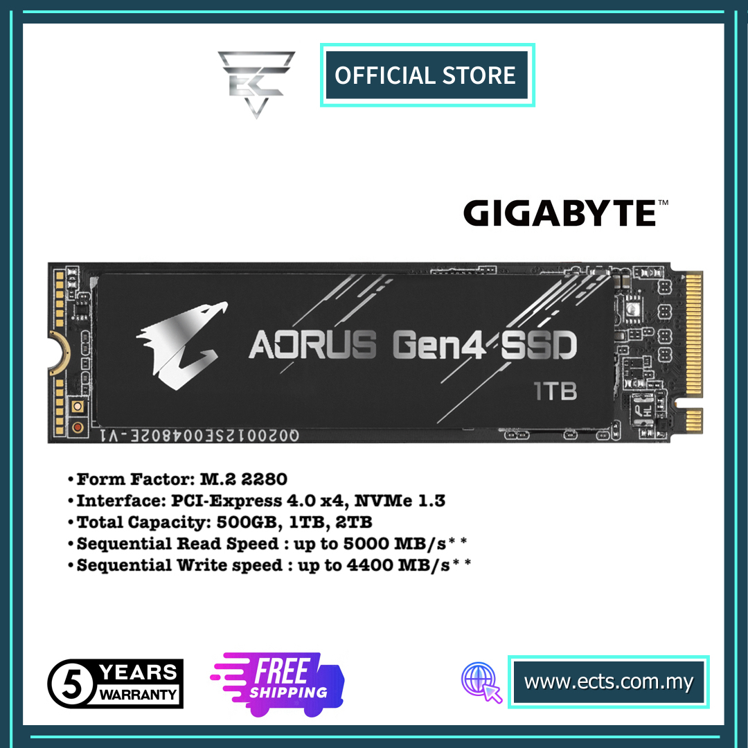 GIGABYTE AORUS GEN4 SSD 500GB/1TB/2TB (GP-AG4500G /GP-AG41TB /GP-AG42TB )  M.2 SSD – EY Signature Online by ECTS