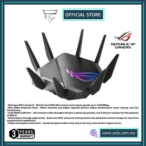 ASUS ROG Rapture GT-AXE11000 Tri-band WiFi 6E GAMING ROUTER