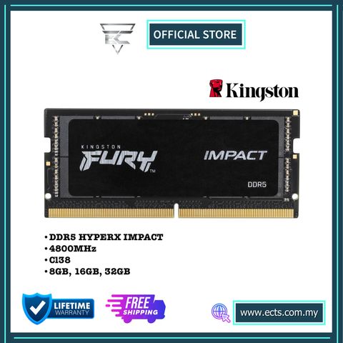 KINGSTON HYPERX IMPACT DDR5 4800MHz 8GB/16GB/32GB CL38 SODIMM RAM
