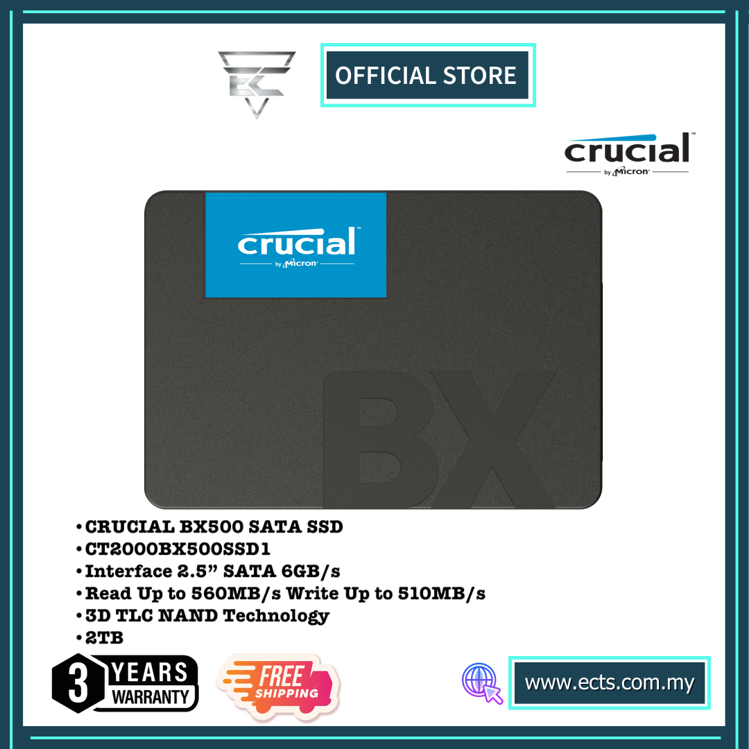 CRUCIAL BX500 2TB SATA 3D TLC NAND 2.5Inch SSD (CT2000BX500SSD1) – EY  Signature Online by ECTS