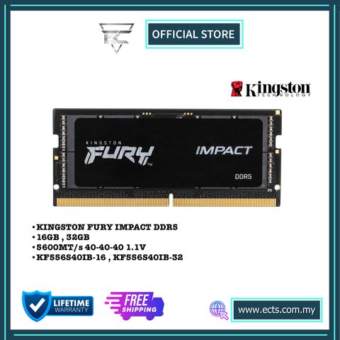 KINGSTON FURY IMPACT DDR5 5600MT/s 16GB/32GB CL40 SODIMM RAM
