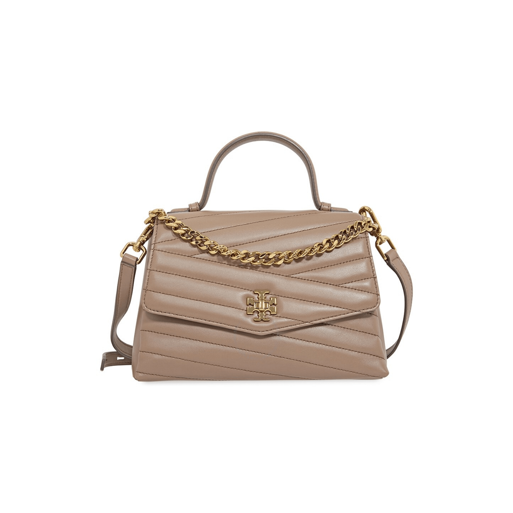 Tory Burch Kira Chevron Top Handle Satchel Classic Taupe📩