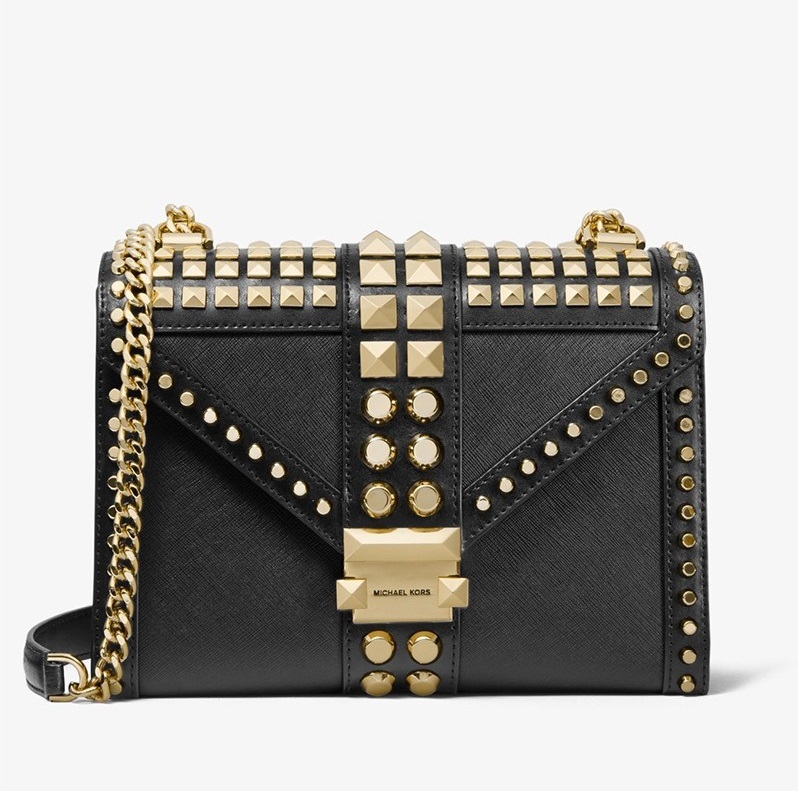 Michael Kors Whitney Large Studded Saffiano Leather Convertible Shoulder Bag  Black – BB ASIA STORE