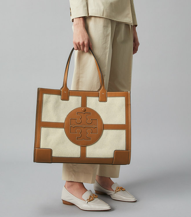 Tory Burch Ella Canvas Quadrant Tote Bag