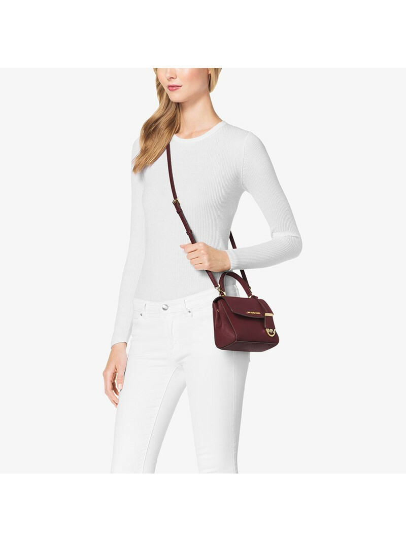 NWT Michael Kors Ava Extra Small Saffiano Leather Crossbody Bag Sangria Red