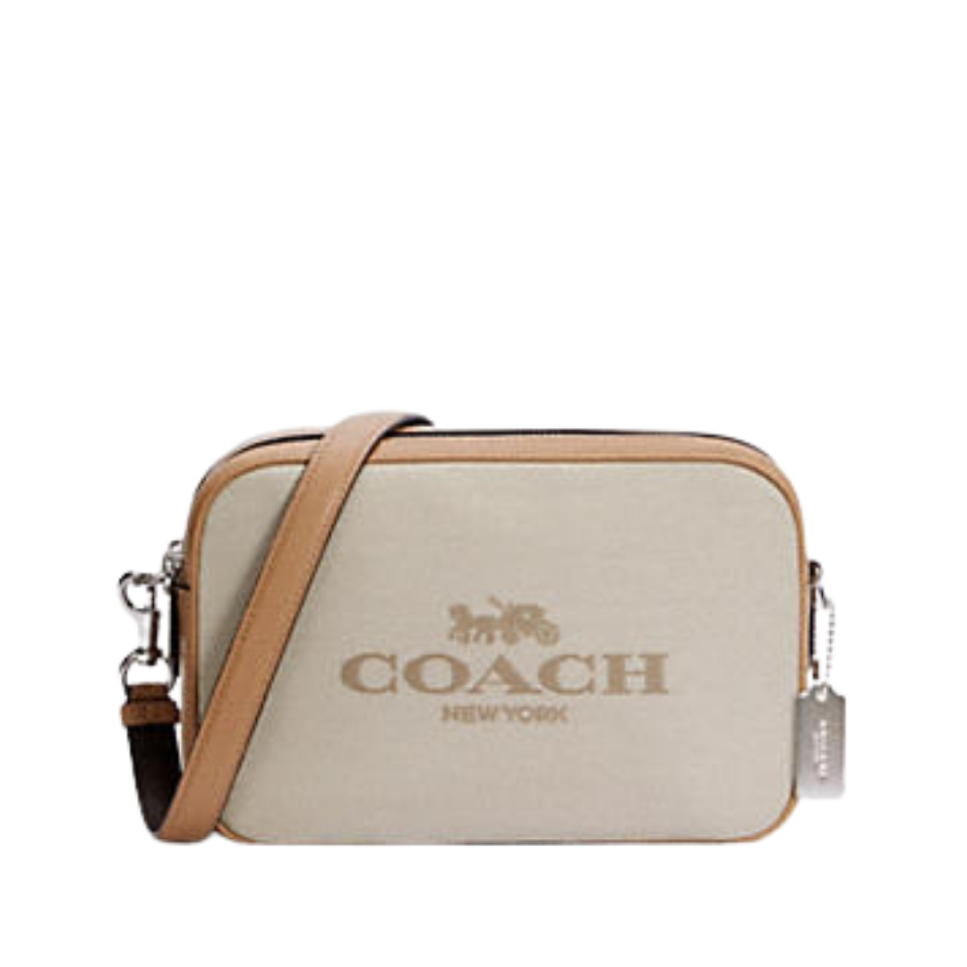 Buy the Coach Jes Crossbody Signature Brown Canvas with Heart Petal Print Crossbody  Bag