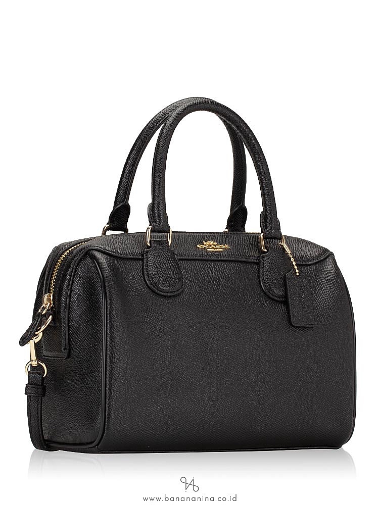 COACH MINI BENNETT SATCHEL IN CROSSGRAIN LEATHER GOLD/BLACK