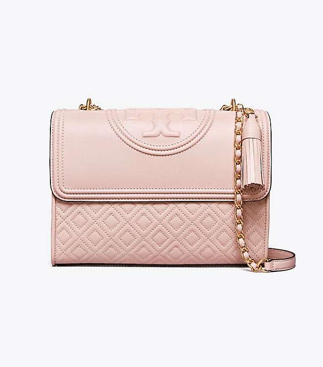 Tory Burch Fleming Convertible Shoulder Bag In Shell Pink Calfskin