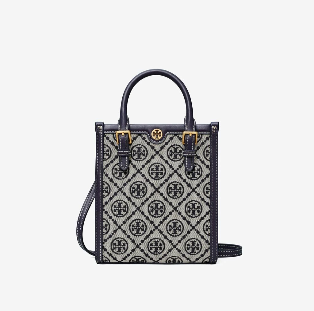 New Tory Burch Original Navy Blue Collection Mini T Monogram Jacquard  North-South Tote Bag For Women Come With Complete Set Suitable for Gift,  Luxury, Bags & Wallets on Carousell