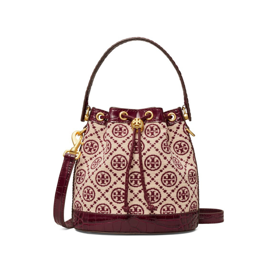 Tory Burch T Monogram Leather Barrel Color Block Shoulder Bag – BB ASIA  STORE