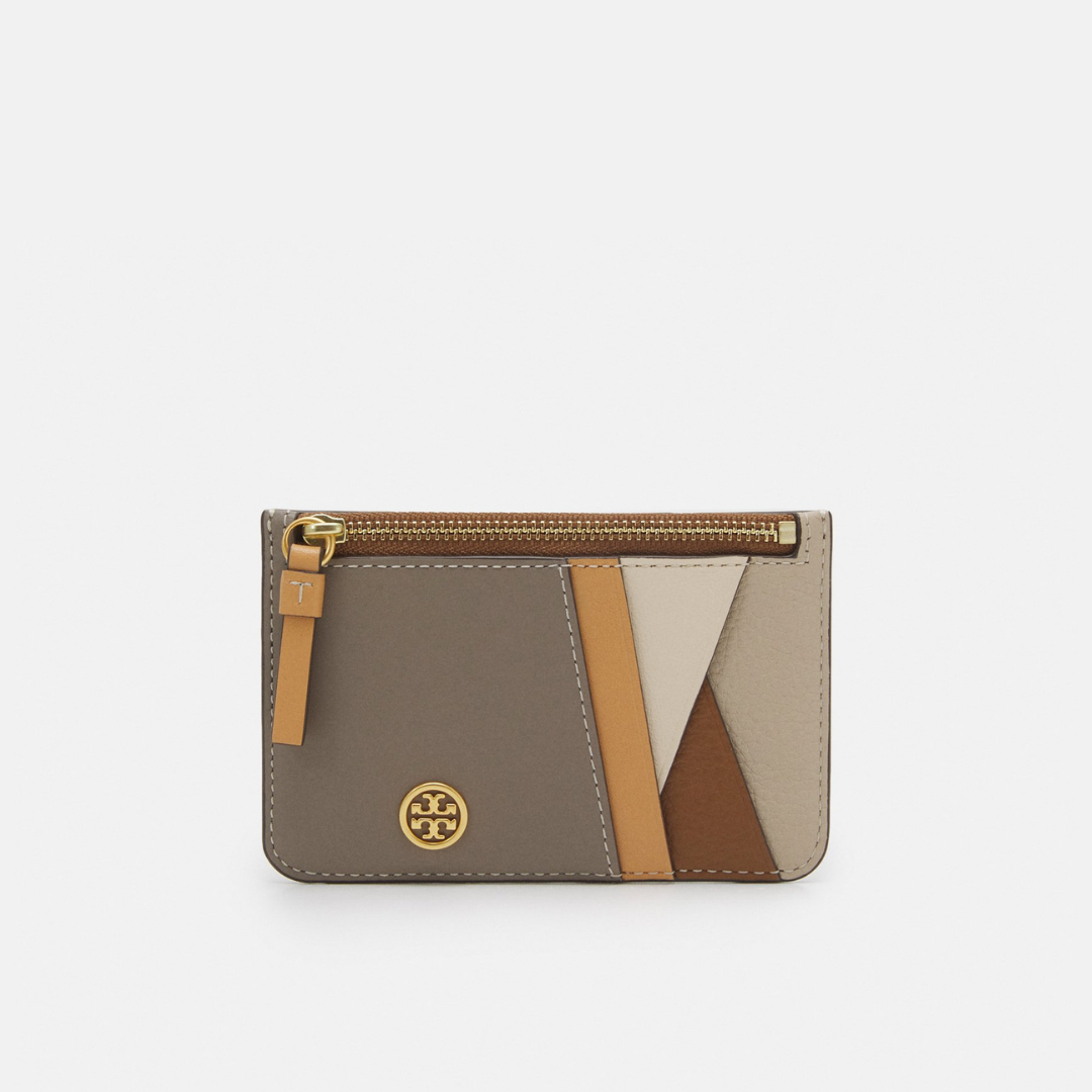 Tory Burch Walker Leather Top Zip Card Case