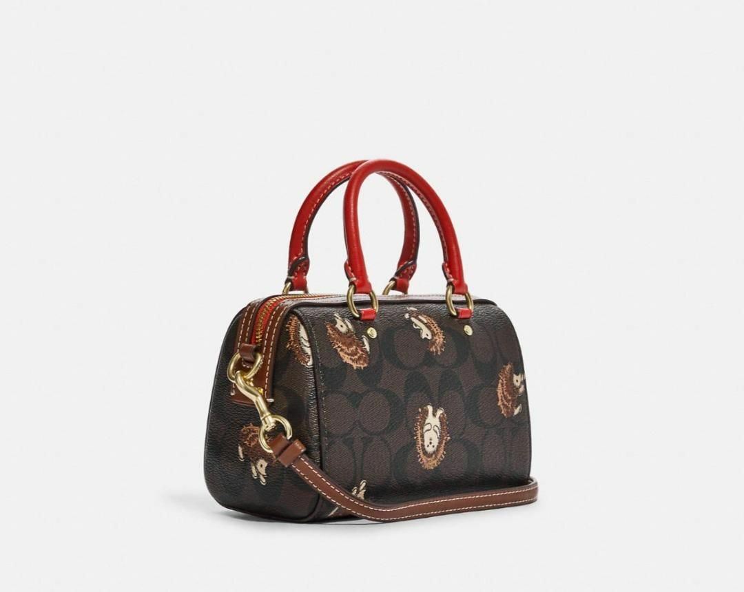 Coach Mini Rowan Crossbody In Signature Canvas With Hedgehog Print