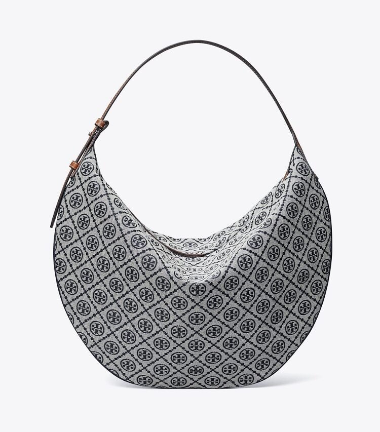 Tory Burch designer hobo bags T Monogram Balloon Bag in Tory Navy front