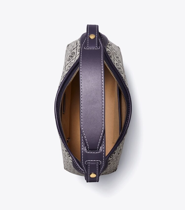 Tory Burch designer shoulder bags T Monogram Messenger in Tory Navy overhead