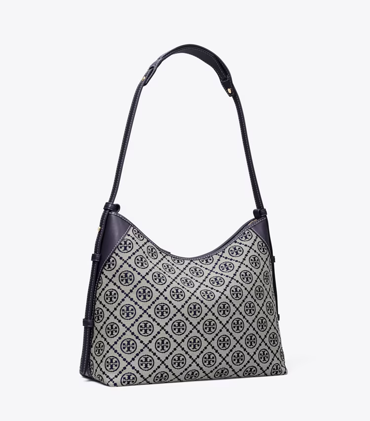 Tory Burch designer shoulder bags T Monogram Messenger in Tory Navy angle