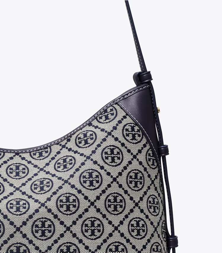 Tory Burch designer shoulder bags T Monogram Messenger in Tory Navy detail