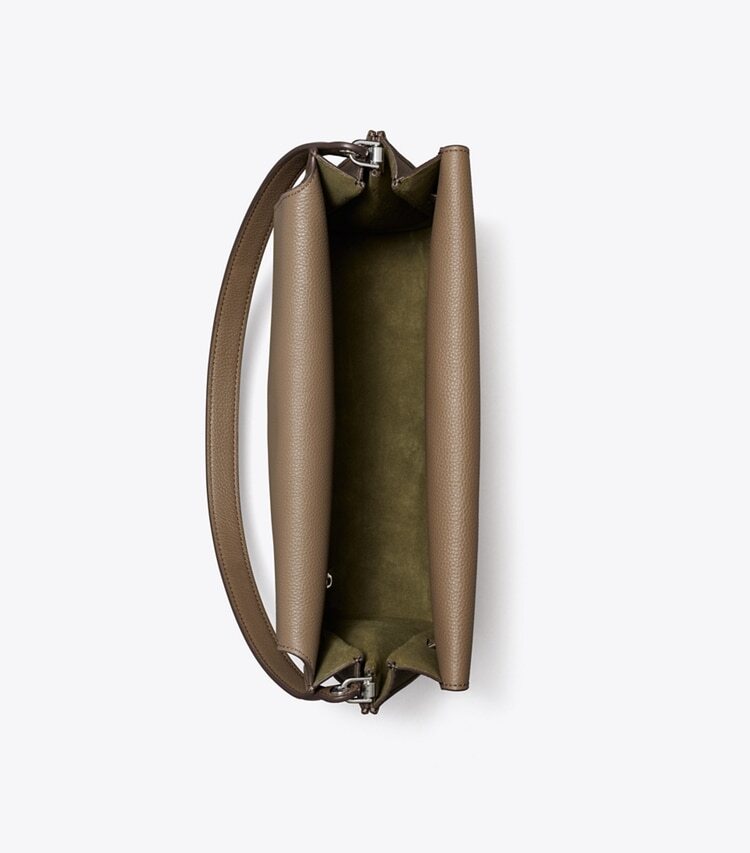 Tory Burch designer shoulder bags Large Lee Radziwill Shoulder Bag in Wild Mushroom overhead