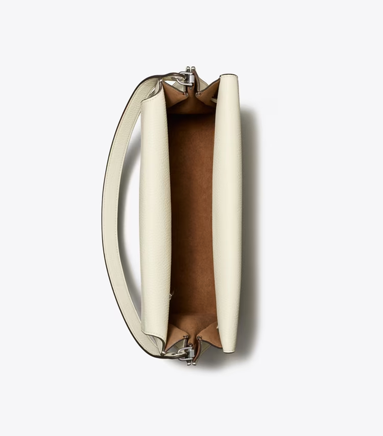 Tory Burch designer shoulder bags Large Lee Radziwill Shoulder Bag in Ivory overhead