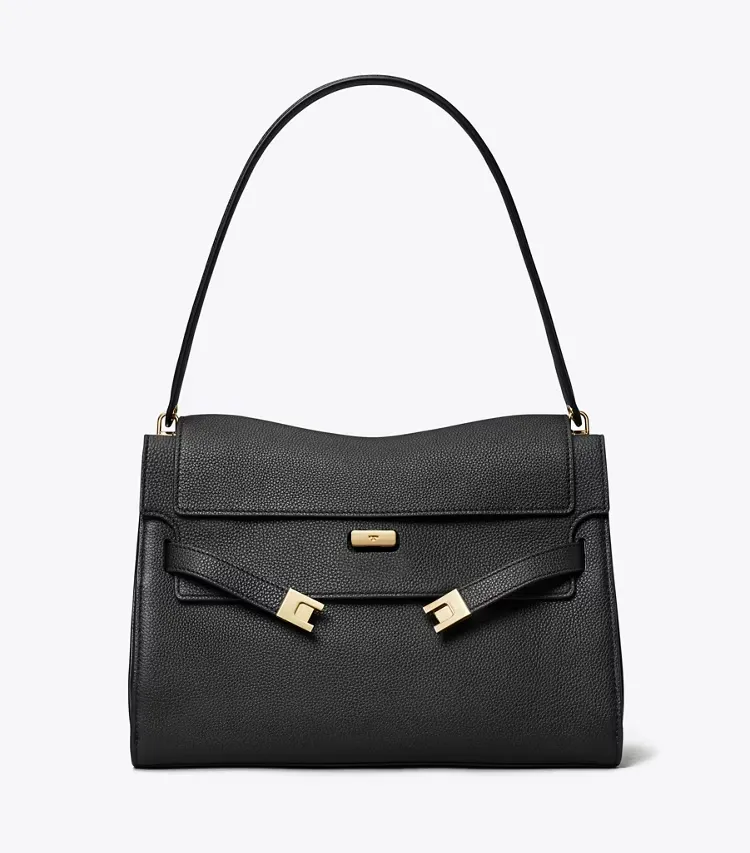 Tory Burch designer shoulder bags Large Lee Radziwill Shoulder Bag in Black front