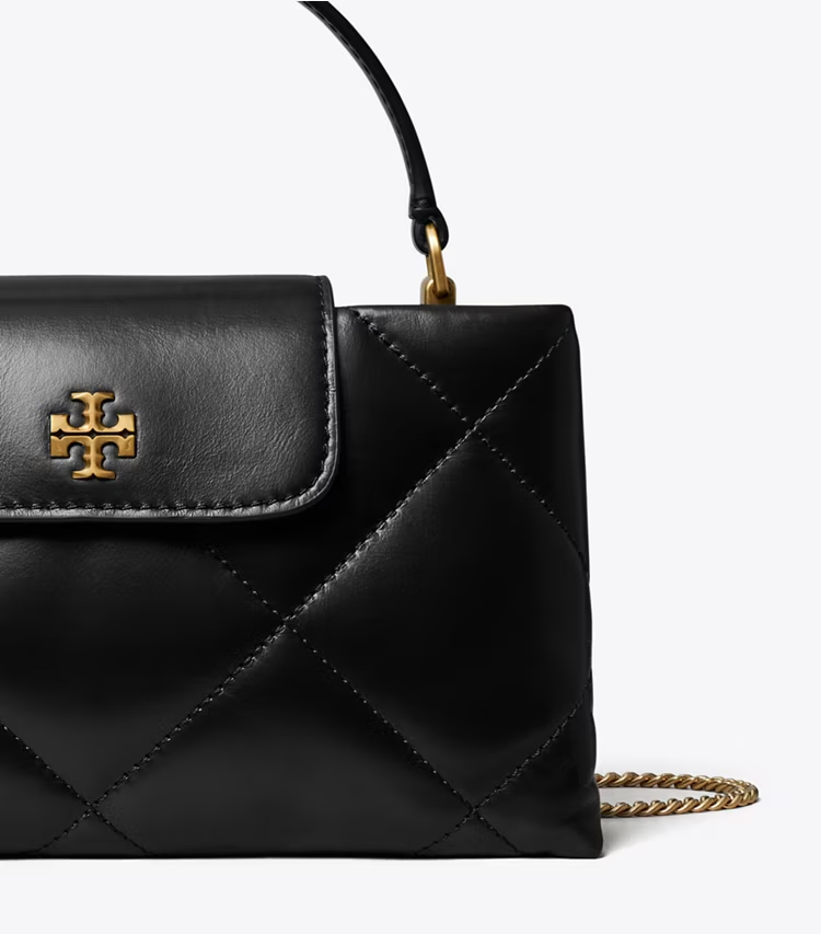 Tory Burch designer mini bags Kira Diamond Quilt Top-Handle Bag in Black detail