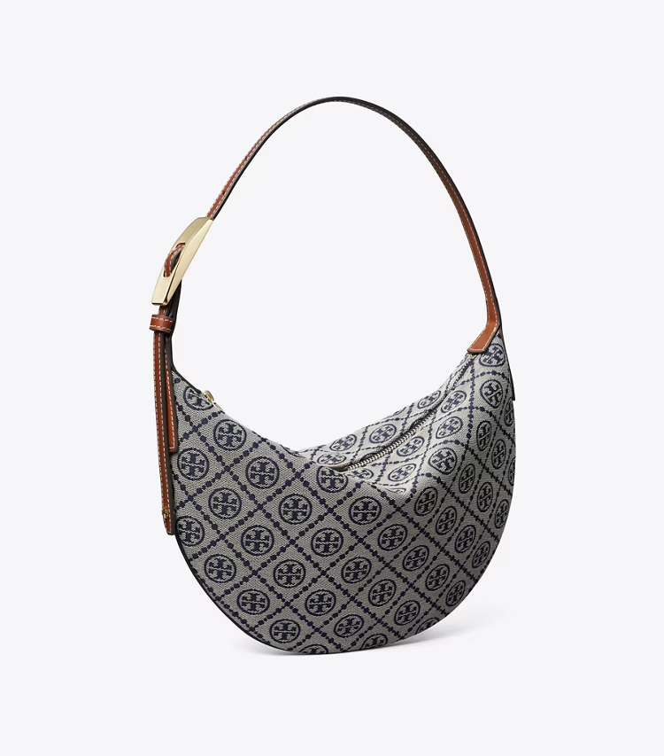 Tory Burch designer shoulder bags T Monogram Small Balloon Bag in Tory Navy angle