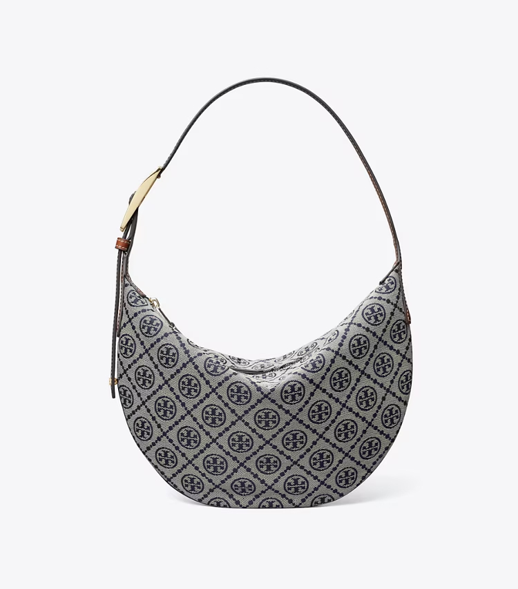 Tory Burch designer shoulder bags T Monogram Small Balloon Bag in Tory Navy front