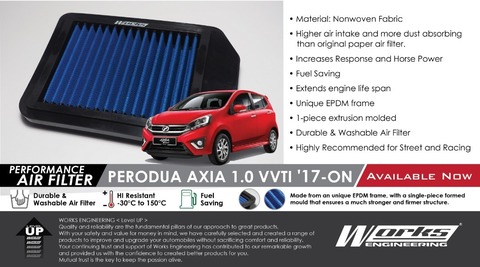 Works Air Filter - Perodua Axia VVTi 1.0 '17-On / Bezza 1 