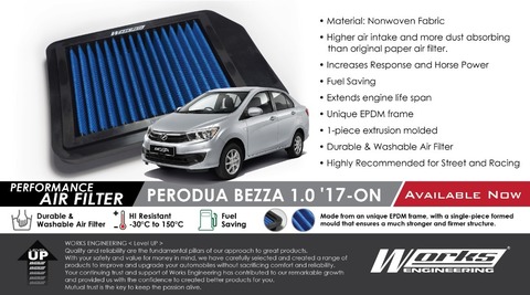 Works Air Filter - Perodua Axia VVTi 1.0 '17-On / Bezza 1 