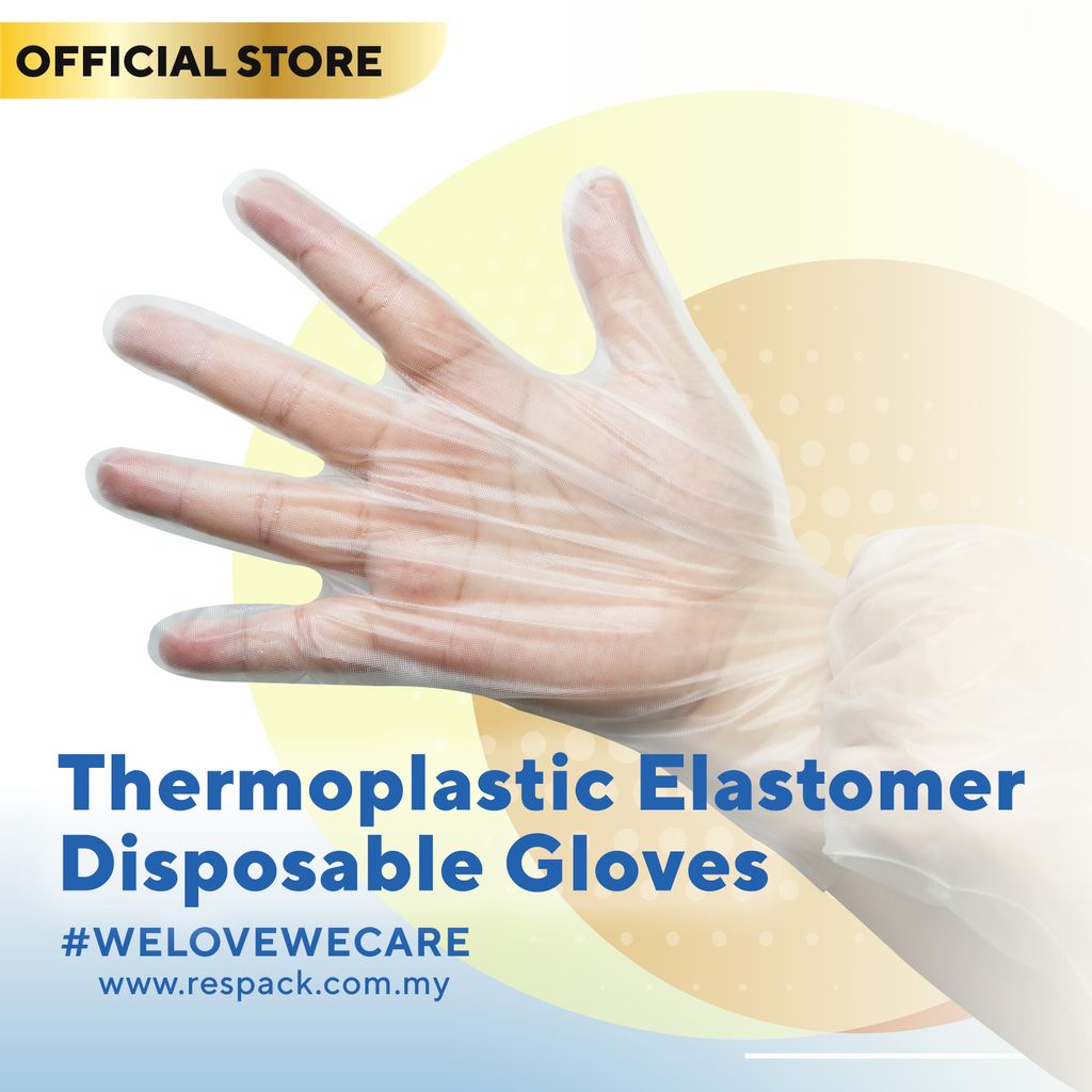 Thermoplastic Elastomer (TPE) Disposable Gloves Clear PackXpress.my by RESPACK