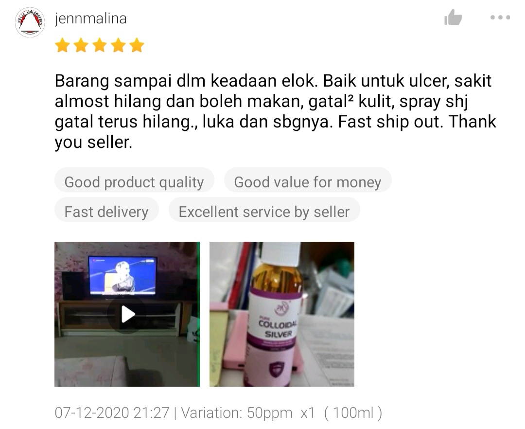 top baik utk ulcer, sakit almost hilang dan boleh makan, gatal kulit spray saja terus hilang, luka juga