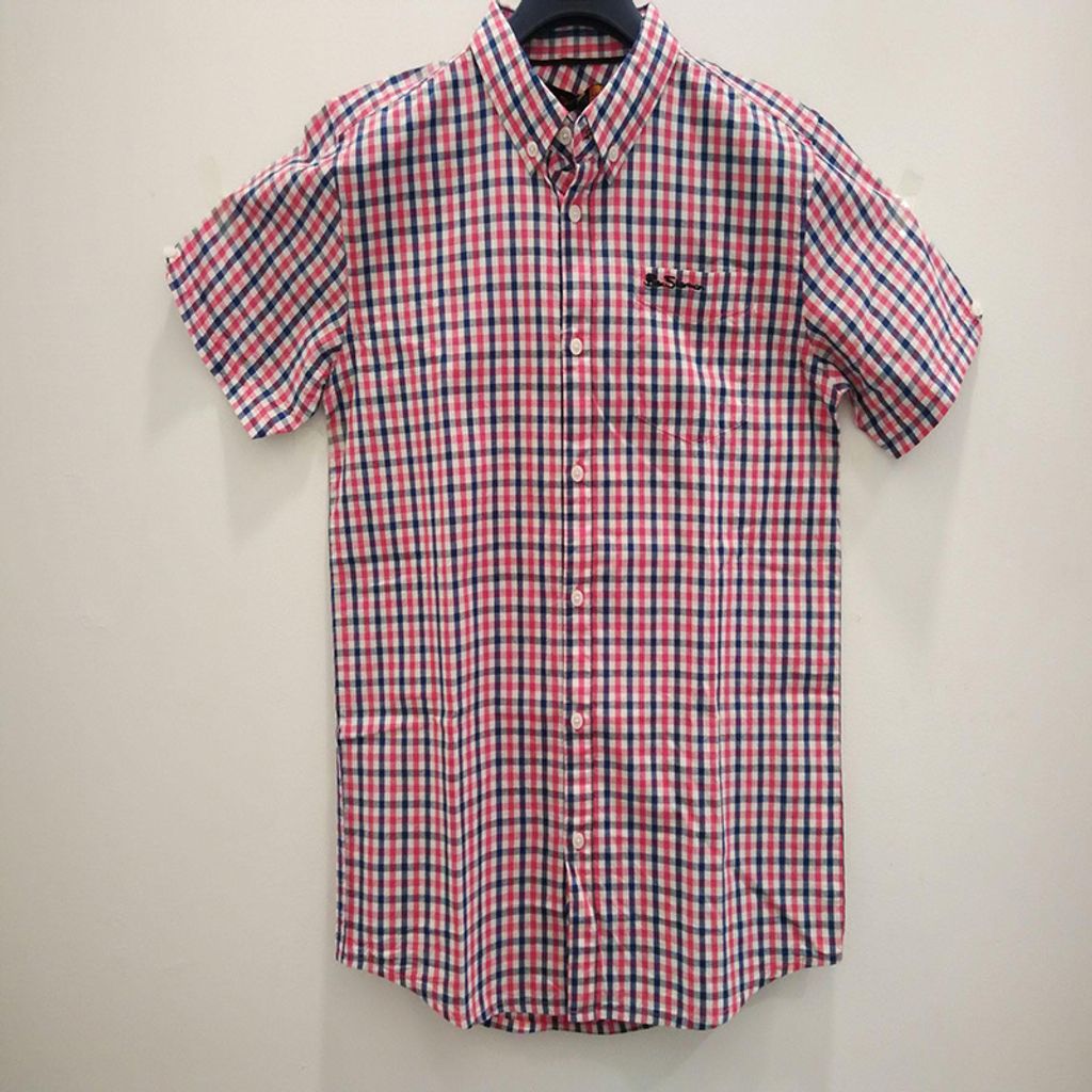 Ben Sherman - Boys Raspberry Checkered Short Sleeve Shirt 161.JPG
