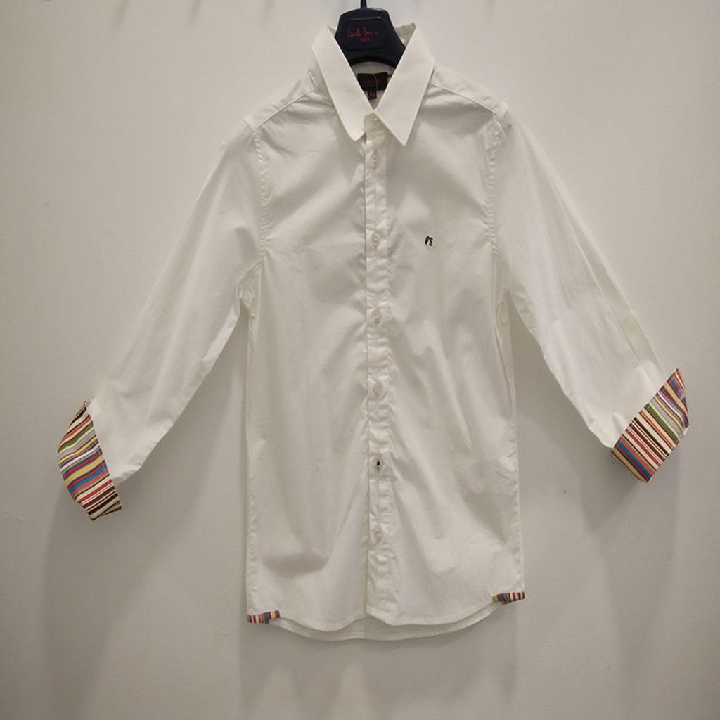 Paul Smith Junior - Boys Long Sleeve Shirt with Brand Embroidered - White 1131.JPG