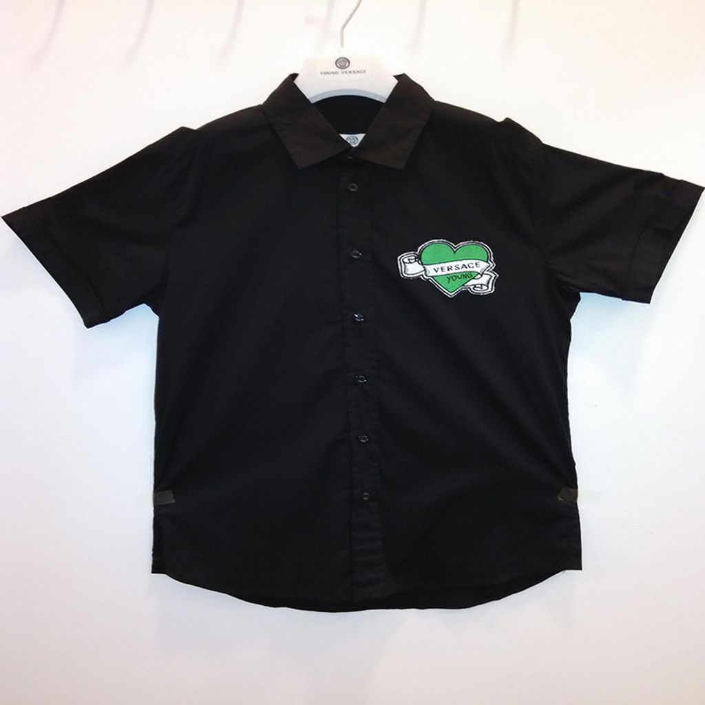 Young Versace - Boys Short Sleeve Shirt - Black 1184.JPG