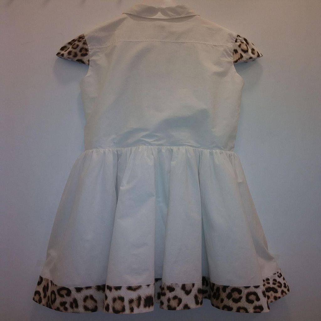 Roberto Cavalli - White Button Front Dress with Leopard print 2167.JPG