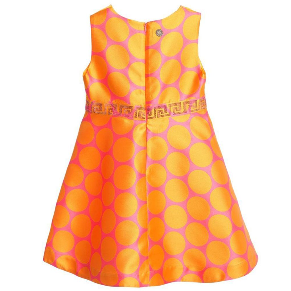 Young Versace - Satin Polka Dot Sleeveless Dress - Orange _ Pink 2210.JPG