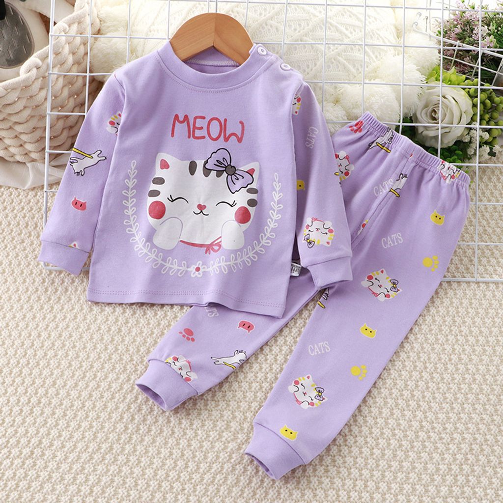 Purple Meow Cat Sleepwear Set